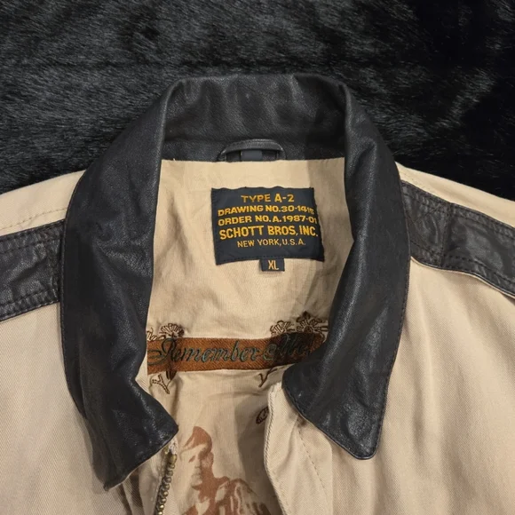 Schott Bros Jacket Type A-2 Military Style Bomber Flight Lambskin Canvas Jacket - Picture 2 of 10